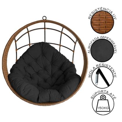 Imagem de Cadeira Balanço Ninho Suspenso com Suporte e Almofada Impermeável