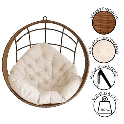 Imagem de Cadeira Balanço Ninho Suspenso com Suporte e Almofada Impermeável