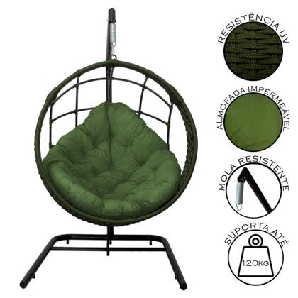 Imagem de Cadeira Balanço Ninho Suspenso em Corda Náutica Luxo com Suporte