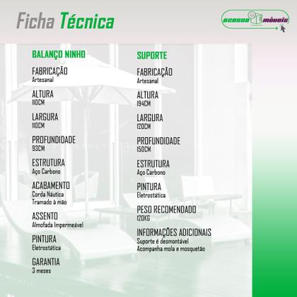 Imagem de Cadeira Balanço Ninho Suspenso em Corda Náutica Luxo com Suporte