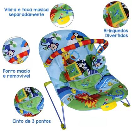 Imagem de Cadeira Balanço P/ Bebê Azul 9Kg Soft Ballagio + Chocalho