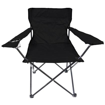 Imagem de Cadeira Banco Banqueta Pesca Camping Praia com Apoio de Braço e Porta Copos Preta Importway IWCDC-PT