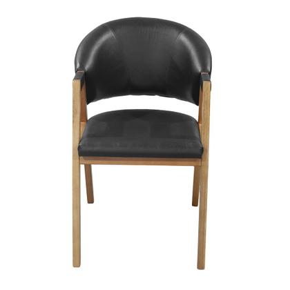 Imagem de Cadeira Banqueta Roma Base em Madeira de Eucalipto com Revestimento Versátil material sintético Preto