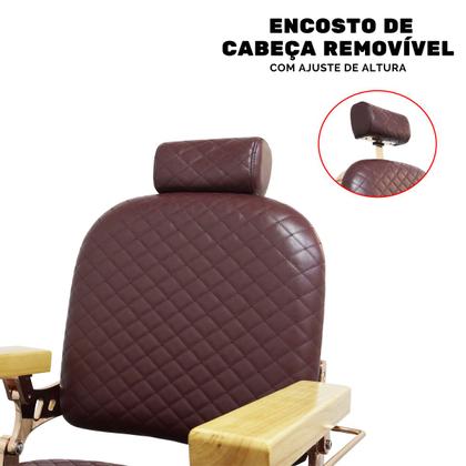 Imagem de Cadeira Barbeiro Cabelereiro Luxo Premium Reclinável Poltrona Salão Marrom Importway Iwcbrbr-004