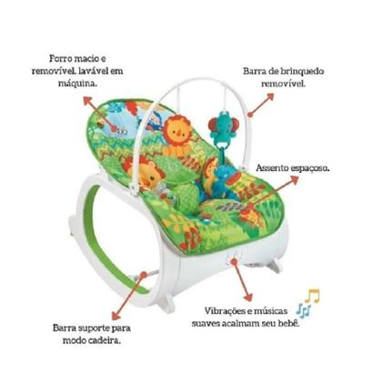 Imagem de Cadeira Cadeirinha Bebe Descanso Vibratória Musical Verde