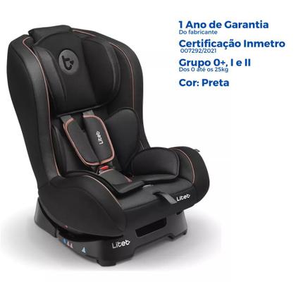Imagem de Cadeira Cadeirinha de Bebê Carro Infantil Auto Cinto 5 Pontos 0 a 25 kg Regulável Preta Litet