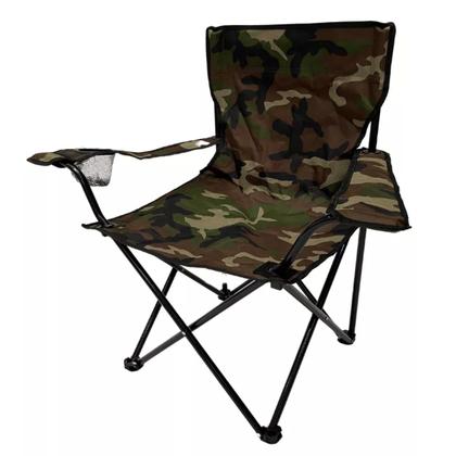 Imagem de Cadeira Camping Pesca Camuflado Dobrável Porta Copo + Bolsa