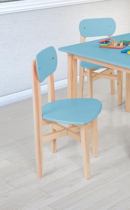 Imagem de Cadeira Colorê Infantil Assento e Encosto Azul Base em Madeira Maciça Pinus