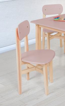 Imagem de Cadeira Colorê Infantil Assento e Encosto Rosa Base em Madeira Maciça Pinus