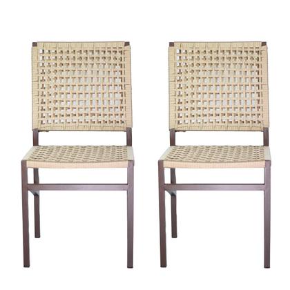 Imagem de Cadeira Corda Nautica Marrom  Sala, Varanda, Sacada, Cozinha - Cadeira Rami - Kit2