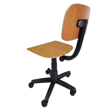 Imagem de Cadeira Costureira Giratória De Madeira Com Rodinha Para Costura Confecção Regulagem Altura