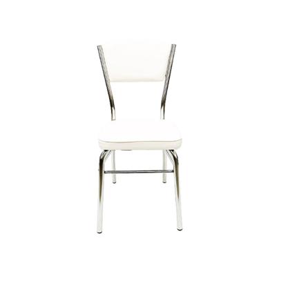 Imagem de Cadeira Cozinha reforço cromada assento grosso Confortável encosto estofado cor branco Kit 4 Peças