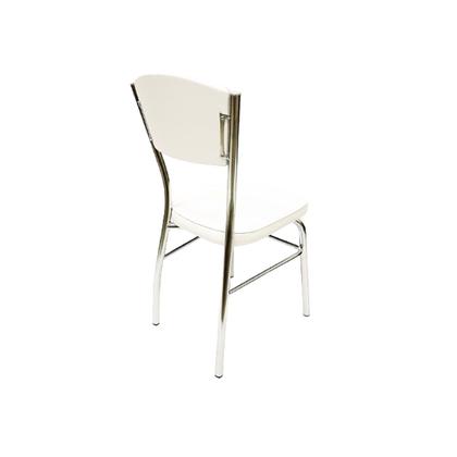 Imagem de Cadeira Cozinha reforço cromada assento grosso Confortável encosto estofado cor branco Kit 4 Peças