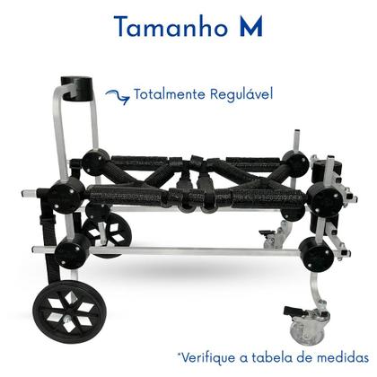 Imagem de Cadeira de 4 Rodas Cachorro Tam. M Médio Regulável Tetraplegia Paralisia Deficiente Idoso Suporte Pet Best Soluções