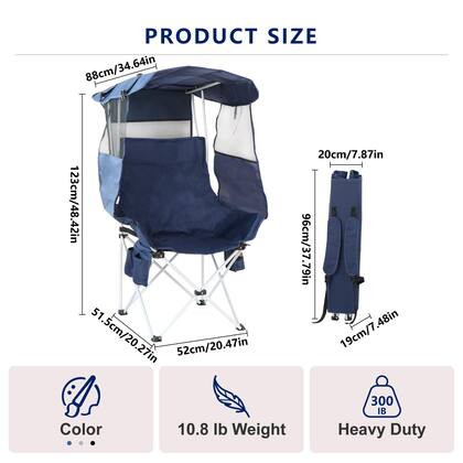 Imagem de Cadeira de acampamento dobrável com dossel The Treasmap Outdoor Navy