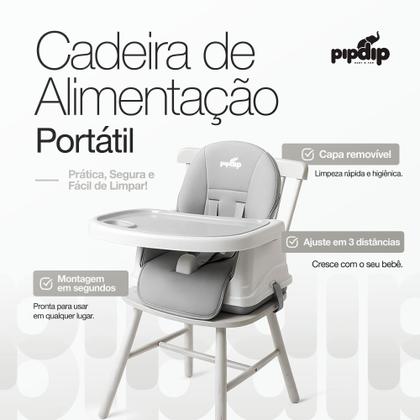 Imagem de Cadeira de Alimentação Bebe Infantil Portatil 2 em 1 Cinza PipDip