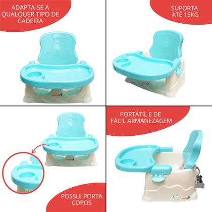 Imagem de Cadeira de Alimentação Bebê Portátil Cadeirinha Assento Refeição Booster Menino Azul Brinqway Bw-096