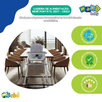 Imagem de Cadeira De Alimentação Bebê Portátil Zest Maxi Baby - Cinza