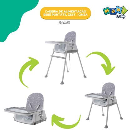 Imagem de Cadeira De Alimentação Bebê Portátil Zest Maxi Baby - Cinza