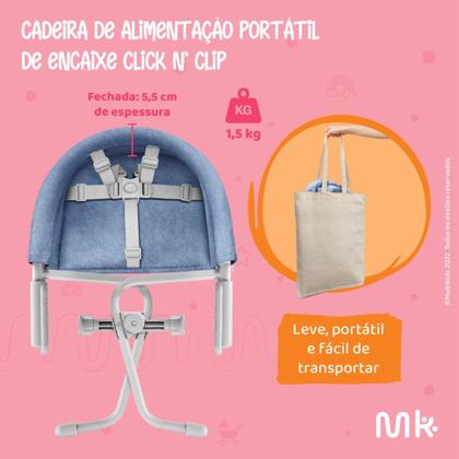 Imagem de Cadeira de Alimentação de Encaixe em Mesa Cinza Ideal para Bebês 6 meses 15 KGS Baby Click N' Clip Multikids - BB379