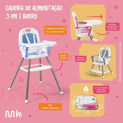 Imagem de Cadeira De Alimentação Portátil Berry 3 Em 1 Azul Multikids
