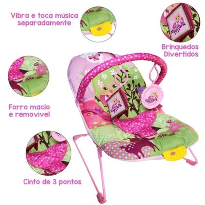 Imagem de Cadeira de Balanço P/ Bebê Musical e Vibra Suporta 9Kg Rosa