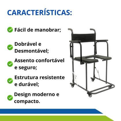 Imagem de Cadeira de Banho Desmontável Dobrável Higiênica Idoso Adulto B5 150kg Ortomobil