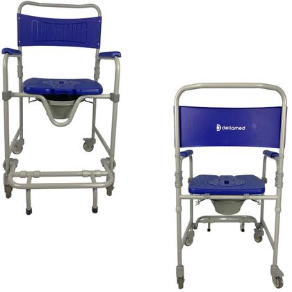 Imagem de Cadeira de Banho Hospitalar Higiênica Dobrável para Idoso Adulto 150kg D45 Dellamed