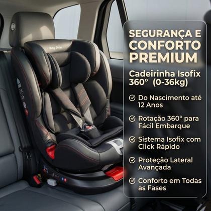 Imagem de Cadeira de Bebê Automotiva Cadeirinha Carro Banco Traseiro 0 a 36kg Isofix Rotação 360º