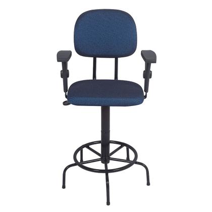 Imagem de Cadeira De Caixa Alta Atendimento Portaria Balcao Com Braco Pp Azul