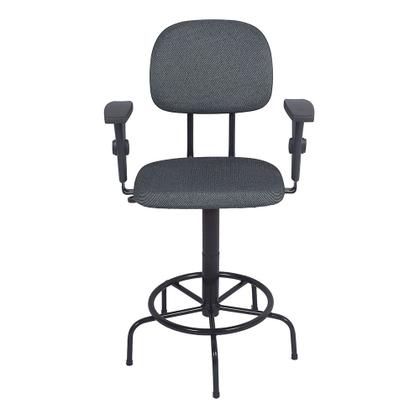 Imagem de Cadeira De Caixa Alta Atendimento Portaria Balcao Com Braco Pp CInza