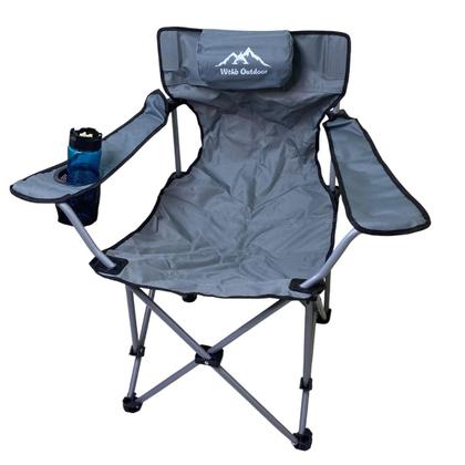 Imagem de Cadeira de Camping Dobravel Retratil Apoio de Braço Porta Copo Bolsa de Transporte Passeio Viagem Lazer Quintal Piscina Praia Sol Verao