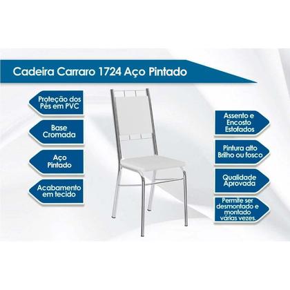 Imagem de Cadeira de Cozinha 1724 Kit 2 Un Prata - Assento Preto - Carraro