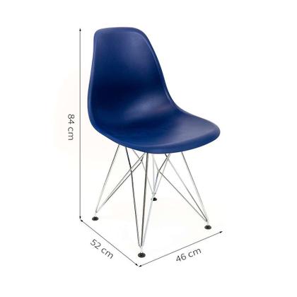 Cadeira de Cozinha Eames Cromada e Azul Marinho - Emporio Tiffany Imagem de Cadeira de Cozinha Eames Cromada e Azul Marinho