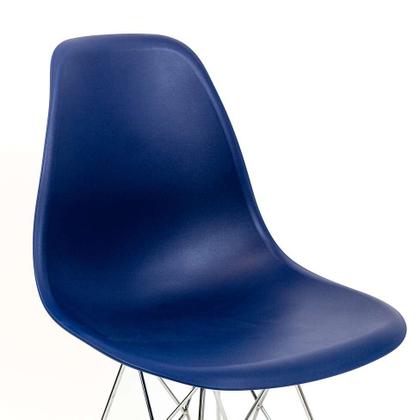 Cadeira de Cozinha Eames Cromada e Azul Marinho - Emporio Tiffany Imagem de Cadeira de Cozinha Eames Cromada e Azul Marinho