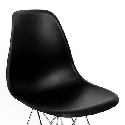 Cadeira de Cozinha Eames Cromada e Preta - Emporio Tiffany Imagem de Cadeira de Cozinha Eames Cromada e Preta