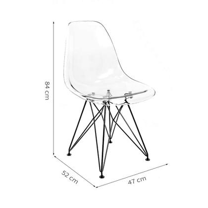 Cadeira de Cozinha Eames Preta e Transparente - Emporio Tiffany Imagem de Cadeira de Cozinha Eames Preta e Transparente