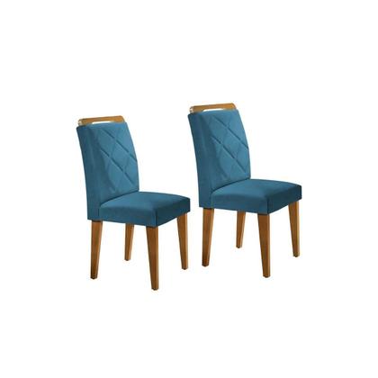 Imagem de Cadeira de Cozinha Melissa Kit 2 Un Madeira Capuccino/Suede Creme - Rufato