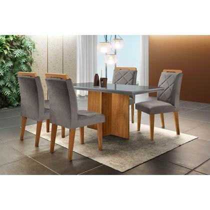 Imagem de Cadeira de Cozinha Melissa Kit 2 Un Madeira Capuccino/Suede Creme - Rufato