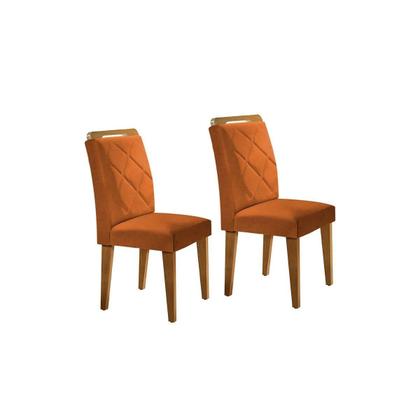 Imagem de Cadeira de Cozinha Melissa Kit 2 Un Madeira Capuccino/Suede Creme - Rufato