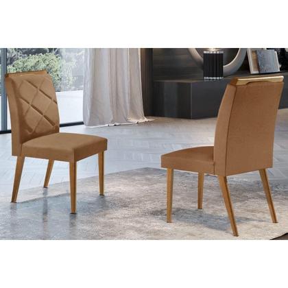 Imagem de Cadeira de Cozinha Melissa Kit 2 Un Madeira Capuccino/Suede Creme - Rufato