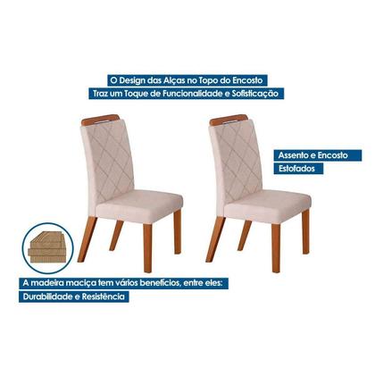 Imagem de Cadeira de Cozinha Melissa Kit 2 Un Madeira Capuccino/Suede Creme - Rufato