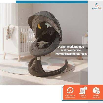 Imagem de Cadeira de Descanso Bebê Automática Elétrica Bivolt com Controle Remoto Musical 3 Posições Recline Até 18kg e Mosquiteiro