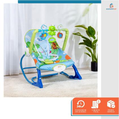 Imagem de Cadeira de Descanso Bebê Balanço até 18kg Bouncer Musical Suave Vibração Relaxante Cinto de Segurança Mobile Barra de Brinquedos
