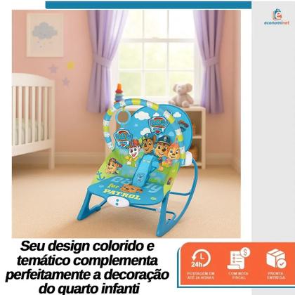 Imagem de Cadeira De Descanso Bebê Cadeirinha Balanço Musical Brinquedos Vibratória Infantil Brinquedo Patrulha Canina 18kg
