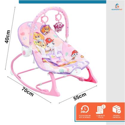 Imagem de Cadeira De Descanso Bebê Cadeirinha Balanço Musical Brinquedos Vibratória Infantil Brinquedo Patrulha Canina 18kg