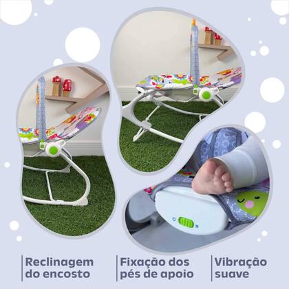 Imagem de Cadeira de Descanso e Balanço Cinza com Música Zippy Toys - 10403