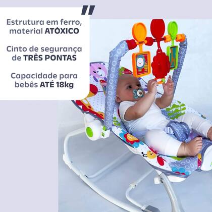 Imagem de Cadeira de Descanso e Balanço Cinza com Música Zippy Toys - 10403
