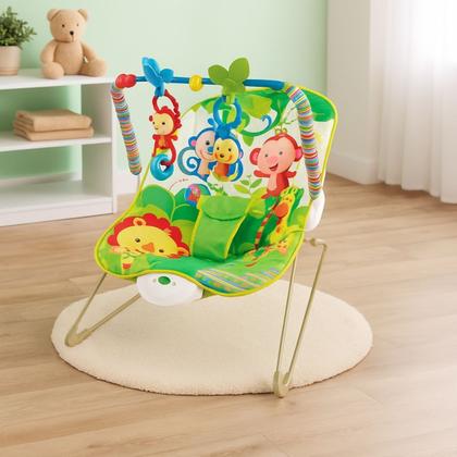 Imagem de Cadeira de Descanso e Balanço Infantil Verde Com Música Vibração Brinquedos Interativos ZippyToys