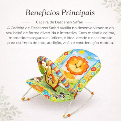 Imagem de Cadeira de Descanso Musical para Bebê Safari Protek até 11kg com Mordedores